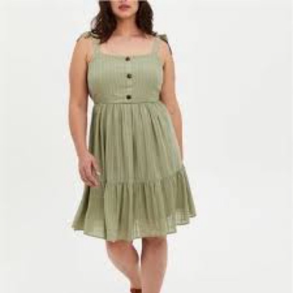 Torrid Olive Button-Down Mini Dress - Picture 1 of 8